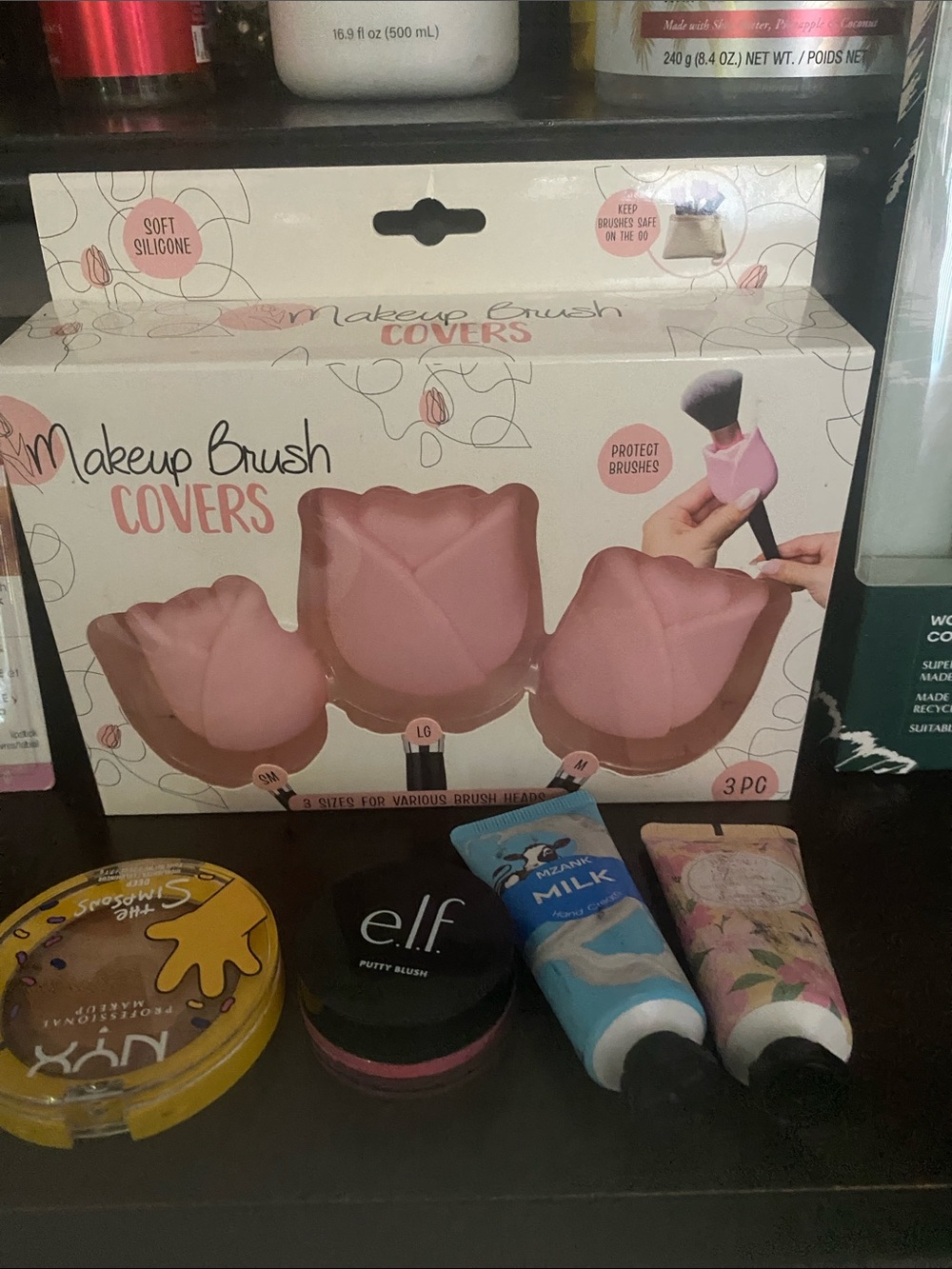 ecotools Pink Silicone Makeup Brush Covers - 3 Piece Floral Shape Set